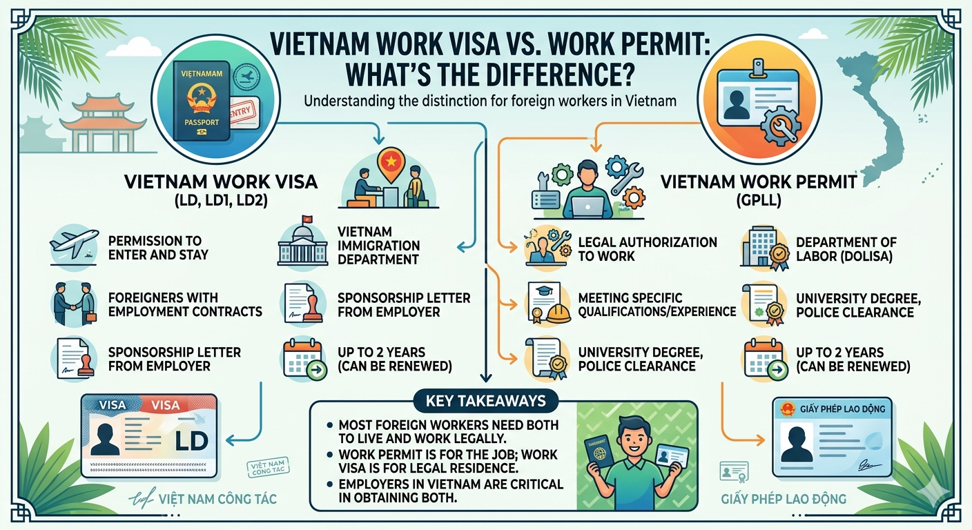 Vietnam Work Visa vs Work Permit: What’s the Difference?